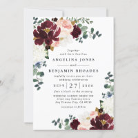 Bourgogne Rouge Bleu rose et or Mariage Floral