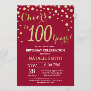 Invitation Bourgogne Rouge et or 100e Anniversaire Diamant