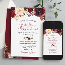 Bourgogne Rouge Marsala Floral Chic Mariage de aut