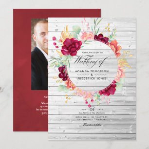 Invitation Bourgogne rustique - Marsala et Blush Floral Maria