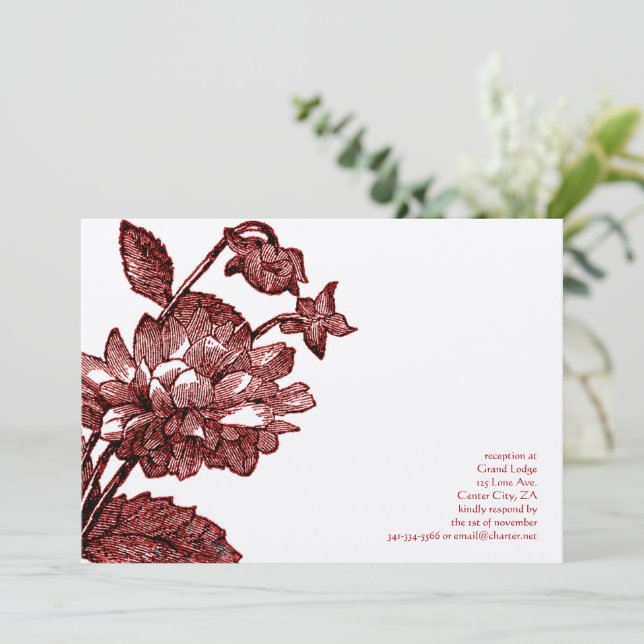 Invitation Bourgogne Vintage Rose (Debout devant)