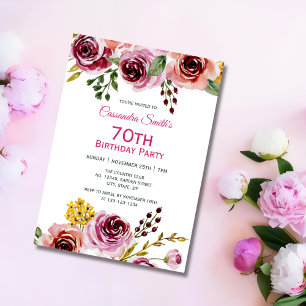 Invitation Bourgogne Violet Brown Rose Rustique Floral Annive