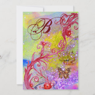Invitation BOUTEILLE DANS PURPLE SPARKLE 2 Mariage Monogramme