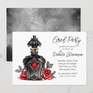 Invitation Bouteille de parfum victorienne et Rose   Graduati