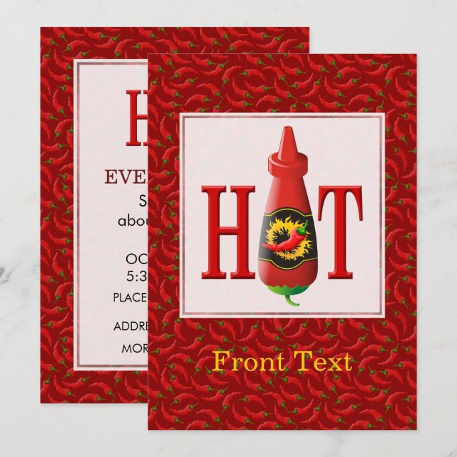 Invitation Bouteille de sauce chaude (Devant / Derrière)