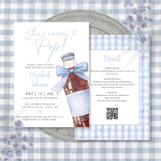 Invitation Bouteille de Soda avec Ruban Bleu Baby Shower Tout