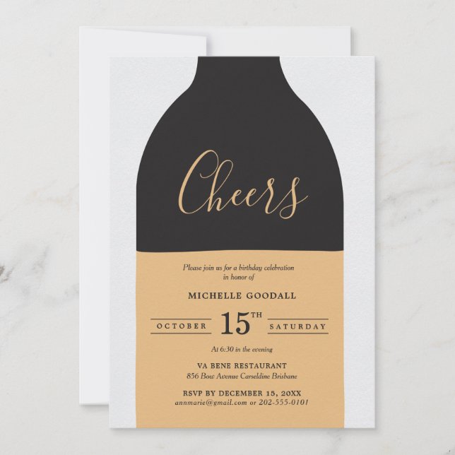 Invitation Bouteille de vin à votre santé Fête d'anniversaire (Devant)