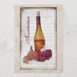 Invitation Bouteille de vin avec l'invitation de raisins