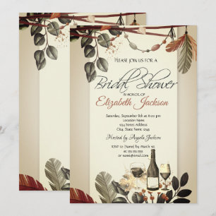 Invitation Bouteille de vin en verre, Fête de mariage bohème