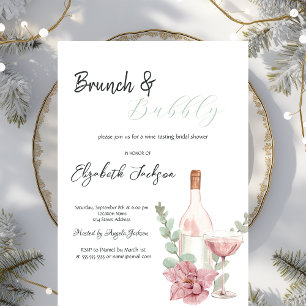 Invitation Bouteille de vin Fleur Brunch & Bubbly