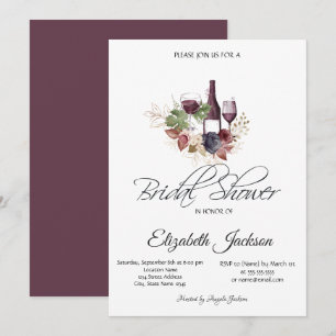 Invitation Bouteille de vin Verre Bourgogne Floral Baby Showe