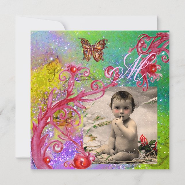 Invitation BOUTEILLE EN PURPLE, Modèle photo BABY SHOWER (Devant)