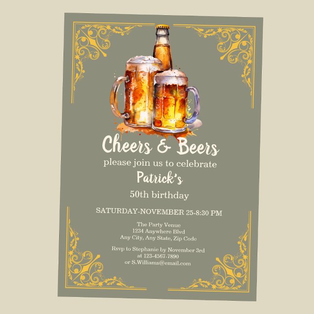 Invitation Bouteille en verre de bière 50e anniversaire (Créateur téléchargé)