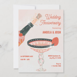 Invitation Bouteille en verre de champagne vintage Mariage An