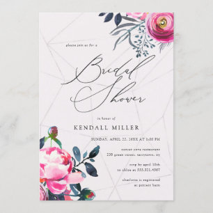 Invitation Bouteille Florale Aquarelle Fête des mariées Geo