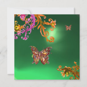 Invitation BOUTEILLE JADE VERT, rose vif jaune brun