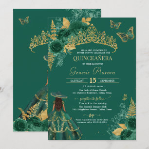 Invitation Bouteille verte Emerald Charro Quinceañera