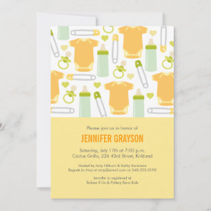 Invitation Bouteilles bébé mignonnes modernes Baby shower jau