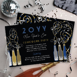 Invitation Bouteilles Bleues Tourle Nouvel An de la fête de l