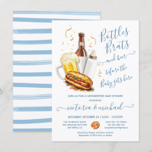 Invitation Bouteilles Brats et Baby shower de l'Oktoberfest d