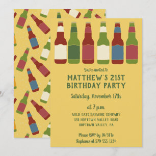 Invitation Bouteilles de bière Graphisme Personnalisé Anniver
