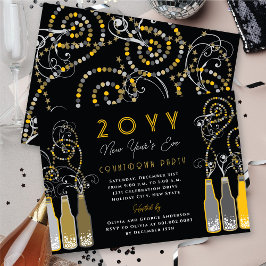 Invitation Bouteilles de bulles jaunes tournoient la fête de 