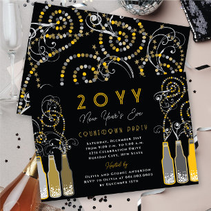Invitation Bouteilles de bulles jaunes tournoient la fête de 