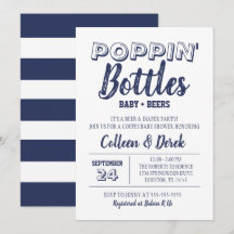 Bouteilles de la Marine Baby shower bleu Invitatio