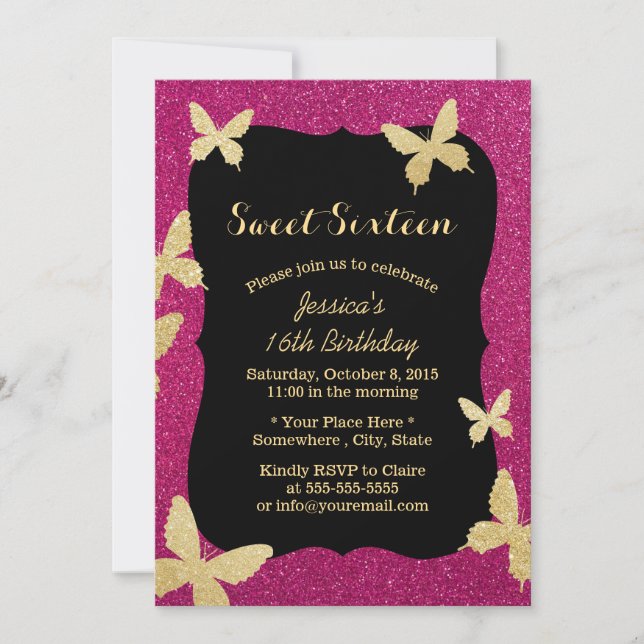 Invitation Bouteilles de Parties scintillant Or de luxe Sweet (Devant)