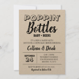 Invitation Bouteilles de Poppin's Kraft Baby shower Invitatio