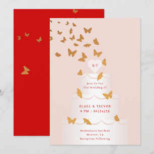 INVITATION BOUTEILLES D'OR & MARIAGE DE GÂTEAU