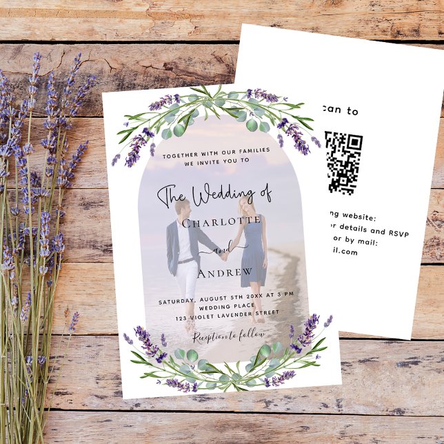 Invitation Bouteilles en arche de lavande QR RSVP mariage de  (Créateur téléchargé)
