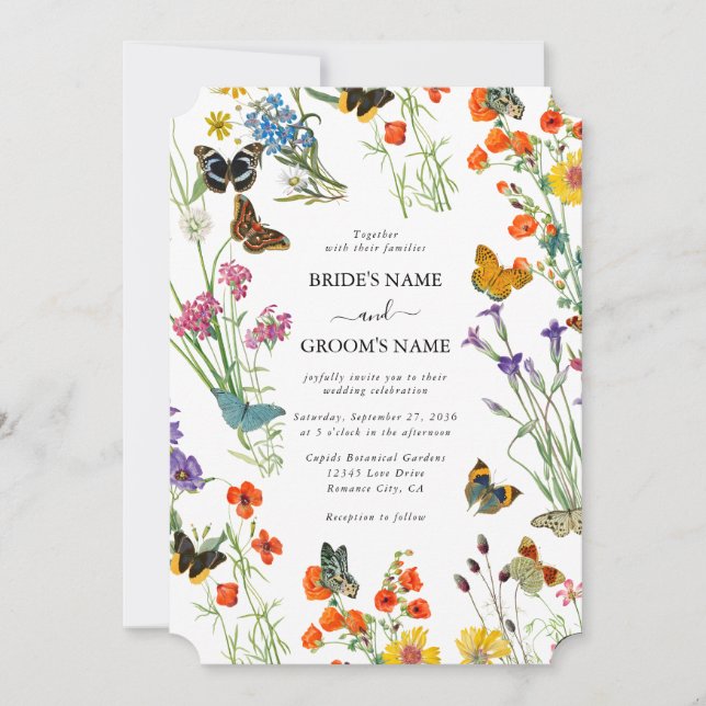 Invitation Bouteilles Fleurs sauvages  Mariage floral (Devant)