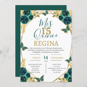 Invitation Bouteilles florales Emerald Quinceañera