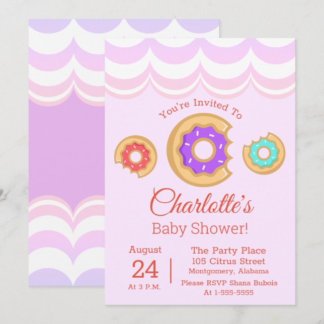 Invitation Boutique de beignes congelés Baby shower d'arrosag (Devant / Derrière)