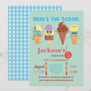 Invitation Boutique de crème glacée Cool Boys Lolly Invitatio