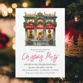 Invitation Boutique de Noël Elégante Fête Rouge Blanc