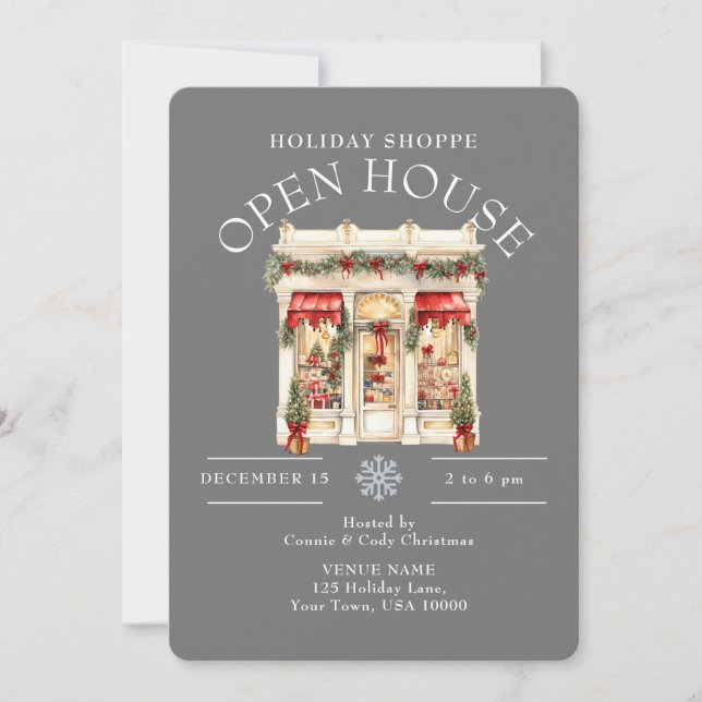 INVITATION BOUTIQUE DÉCORÉE CHRISTMAS ÉLÉGANT OUVERT MAISON (Devant)