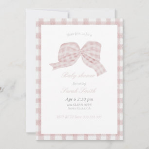Invitation Bouton à arc rose mou baby shower
