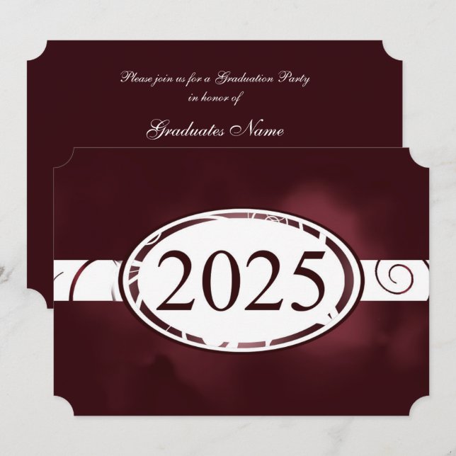 Invitation Bouton floral blanc et marron 2025 Graduation Part (Devant / Derrière)