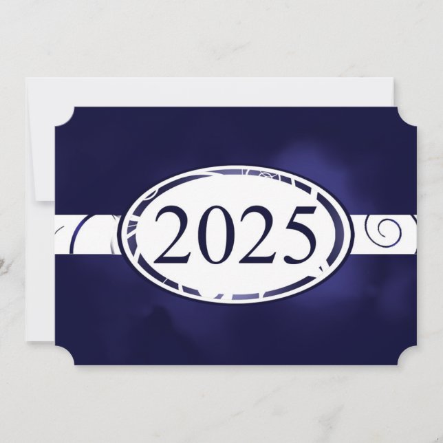 Invitation Bouton floral bleu et blanc 2025 Card (Devant)