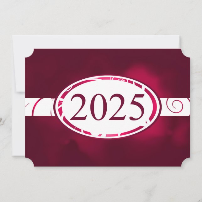 Invitation Bouton floral bordeaux et blanc 2025 Card (Devant)