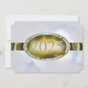 Invitation Bouton floral Gold & Sky-Blue 2025