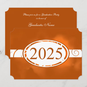 Invitation Bouton floral orange et blanc 2025 Graduation Part