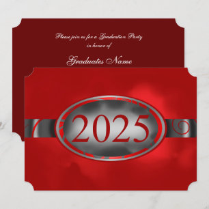 Invitation Bouton floral rouge et argent 2025 Graduation Part