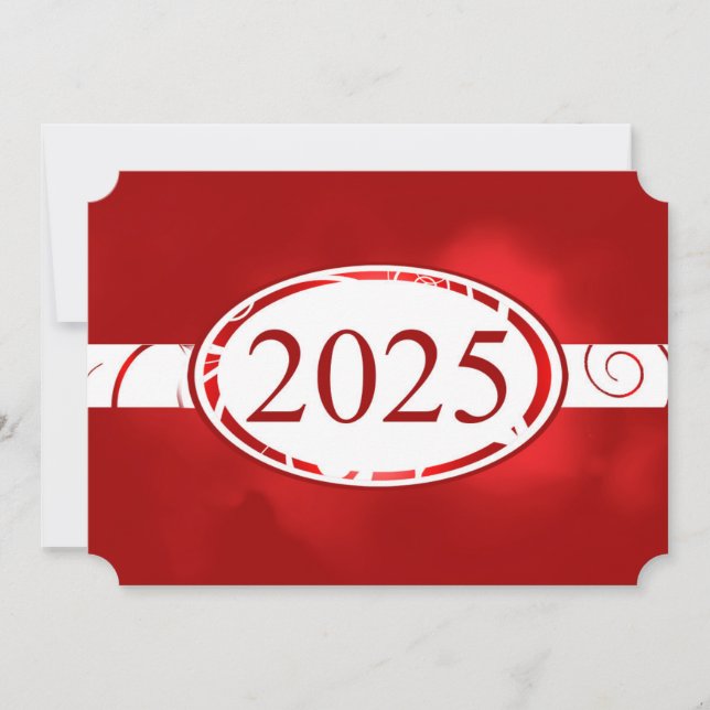 Invitation Bouton floral rouge et blanc 2025 Card (Devant)