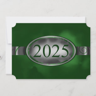 Invitation Bouton floral vert et argent 2025
