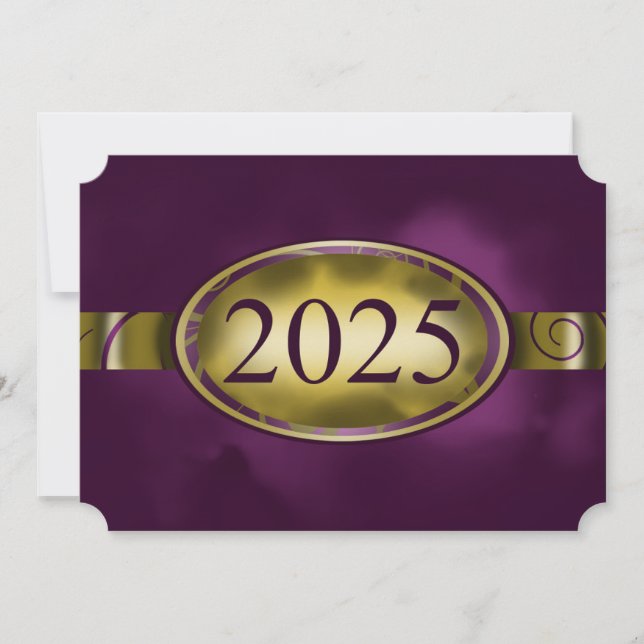 Invitation Bouton Floral violet et or 2025 Card (Devant)