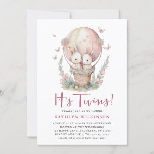 Invitation Bouton rose C’est un Baby shower jumeau pour fille