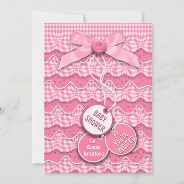Invitation Boutons de baby shower et calques de vaches Rouffe (Devant)